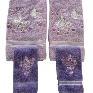 Elegant Bath Towels w/Embroidery & Cutwork from Portugal  - Set of 4 - EUC